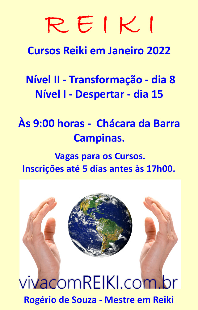 Cursos Reiki Janeiro 2022