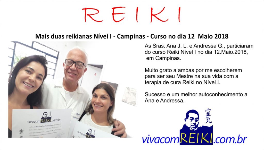 Mais um curso de Reiki Nível I em Campinas