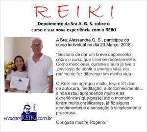 Depoimento de jovem senhora iniciada no curso de Reiki
