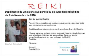 Lindo depoimento sobre curso Reiki Nível II