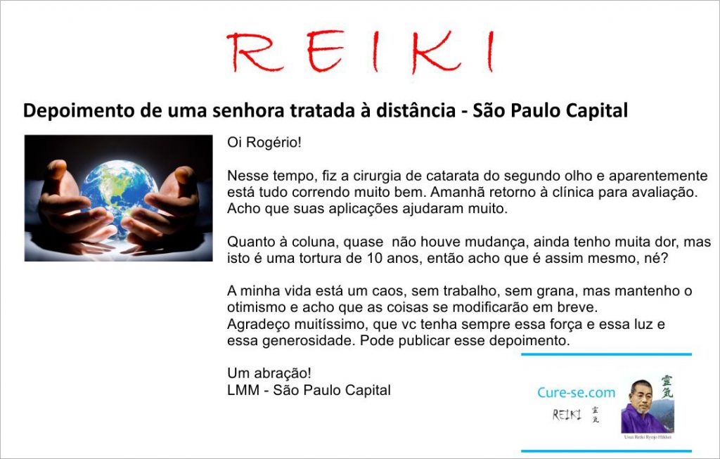 Depoimento Reiki à distância senhora