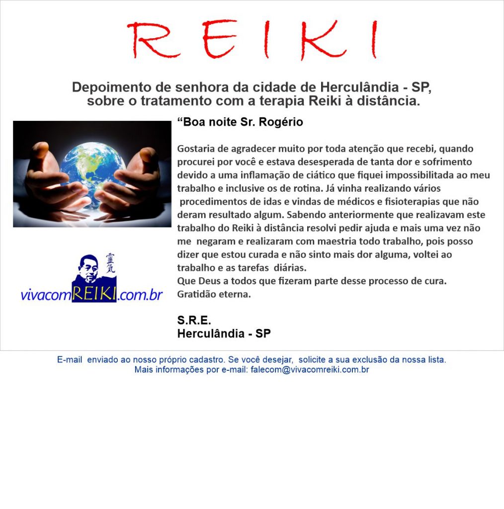 Reiki a distânciadepoimento de Sra da cidade de Herculândia SP