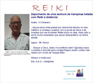 Depoimento Reiki à distância senhora Campinas